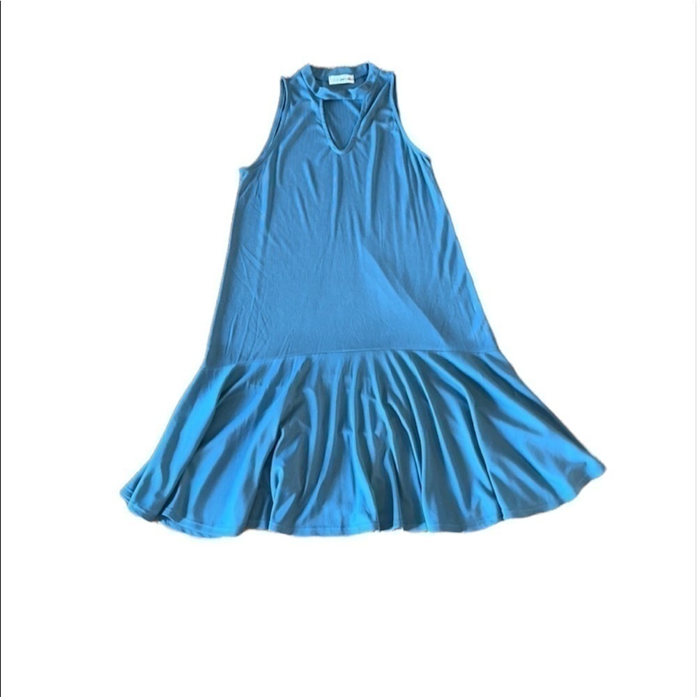 Ginger G women’s sleeveless dress with cut out stretch drop waist ruffle